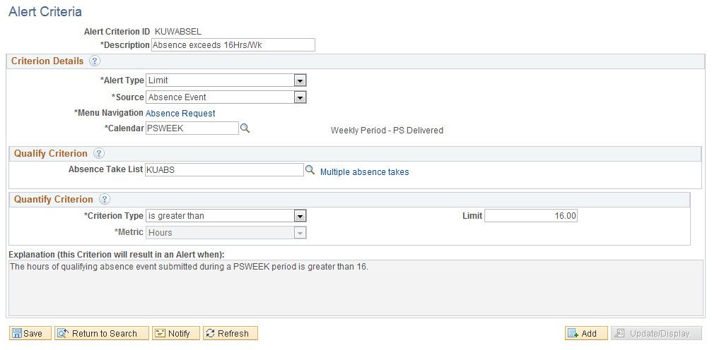 Alert Criteria - Limit