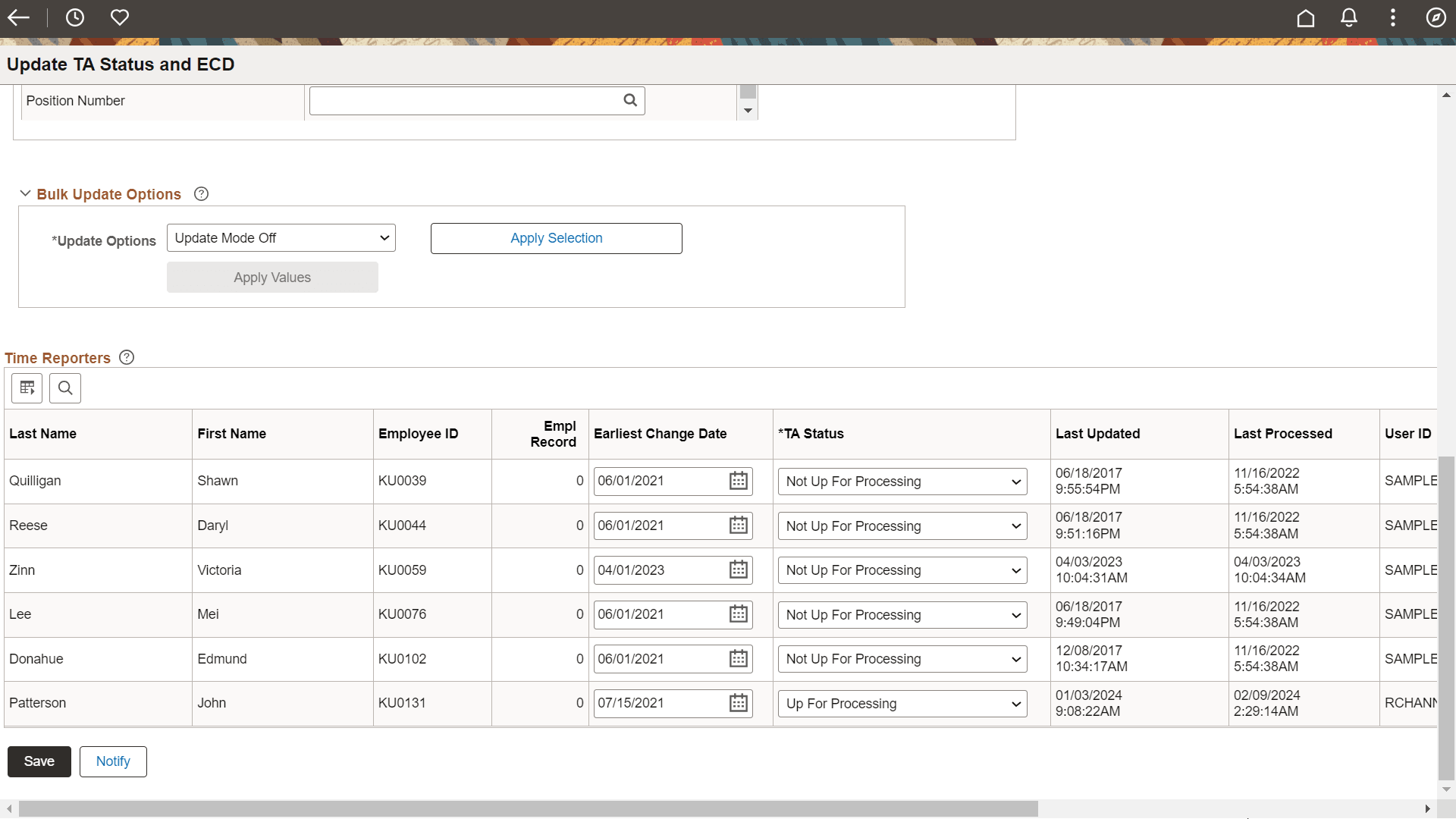 Update TA and Status ECD page 2
