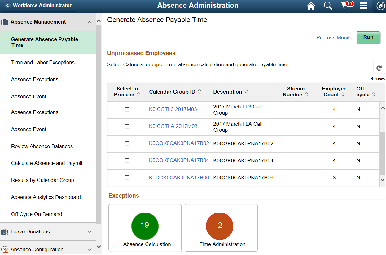 Generate Absence Payable Time Page