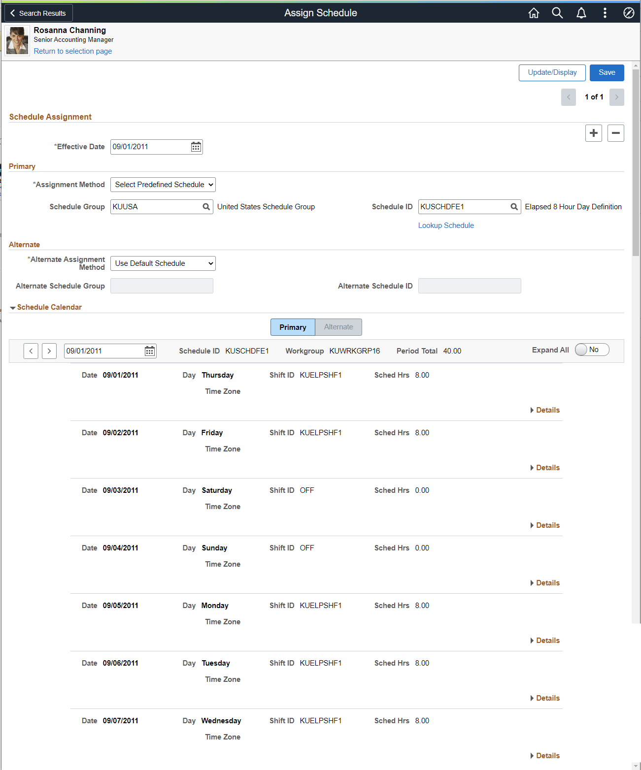Assign Schedule_Primary Page