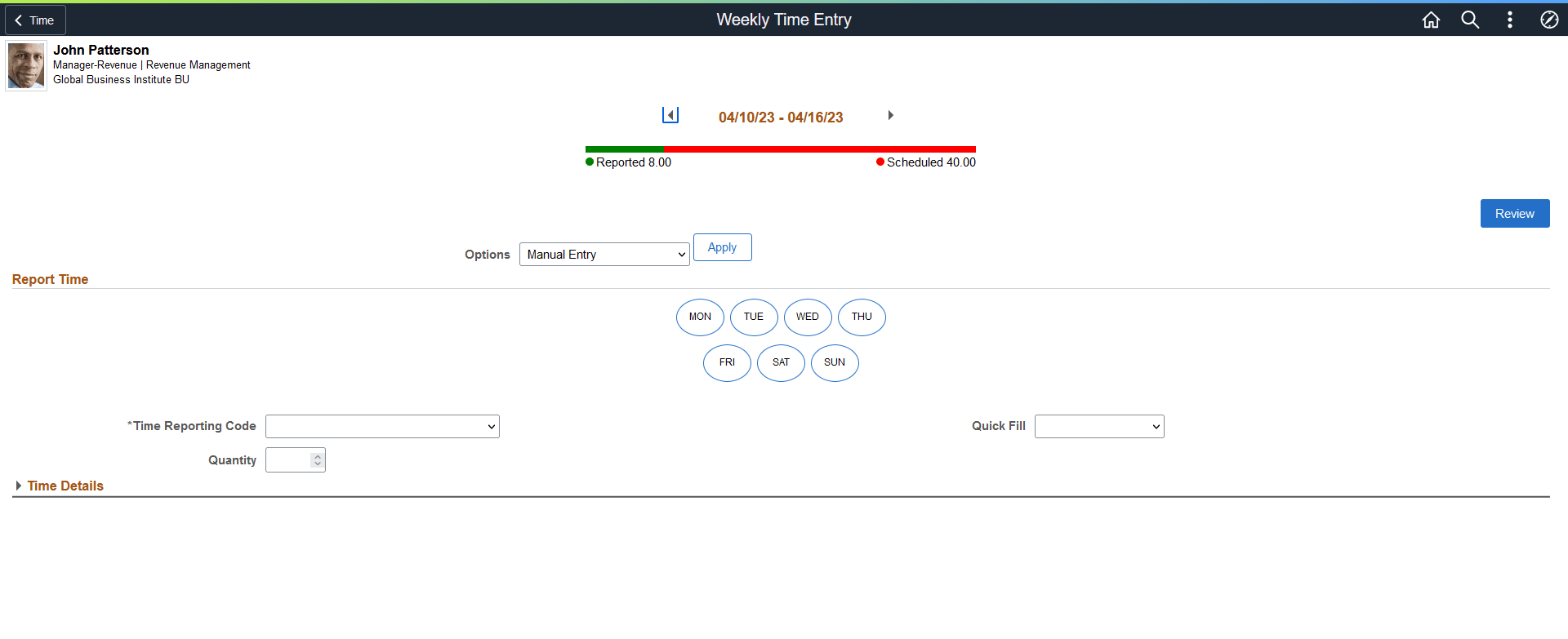 (Desktop) Weekly Time Entry Page