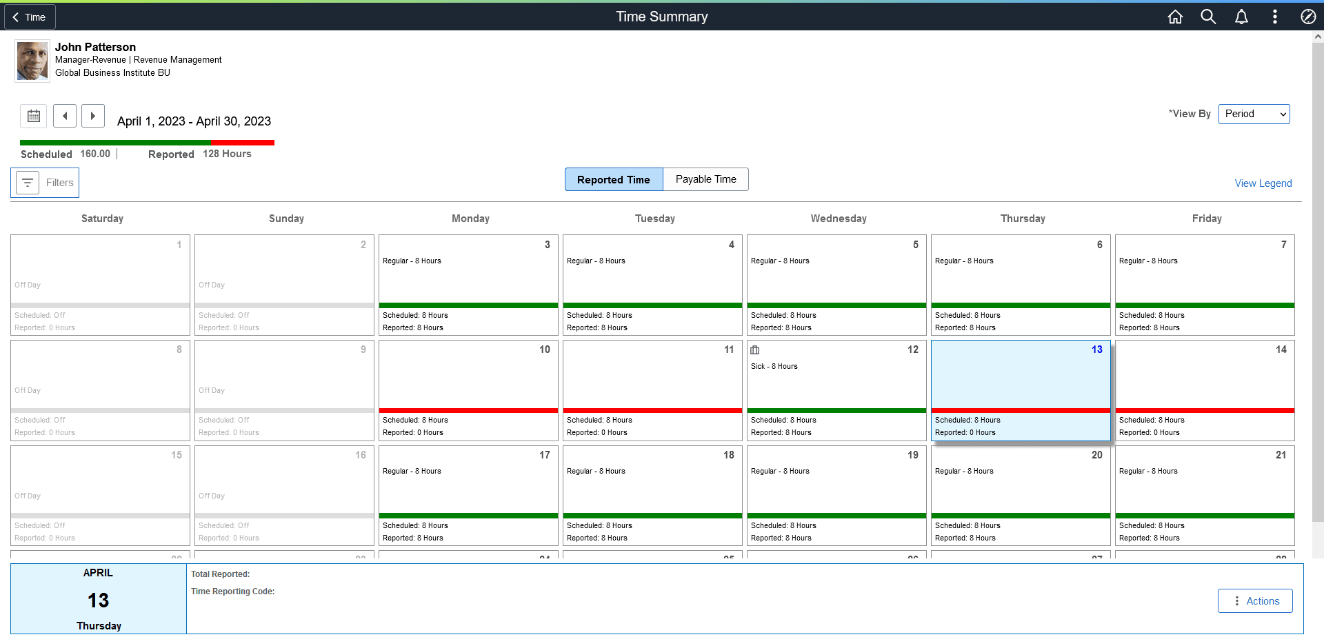 Time Summary Page_Elapsed_Reported Time Tab