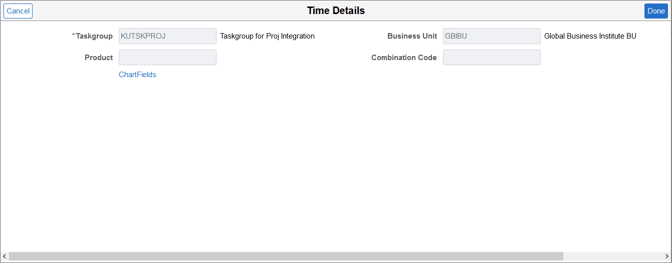 Enter Time Details Page