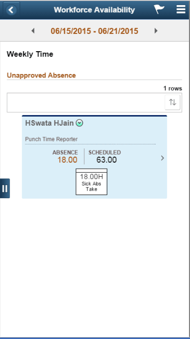 (Smartphone) Unapproved Absence weekly Page