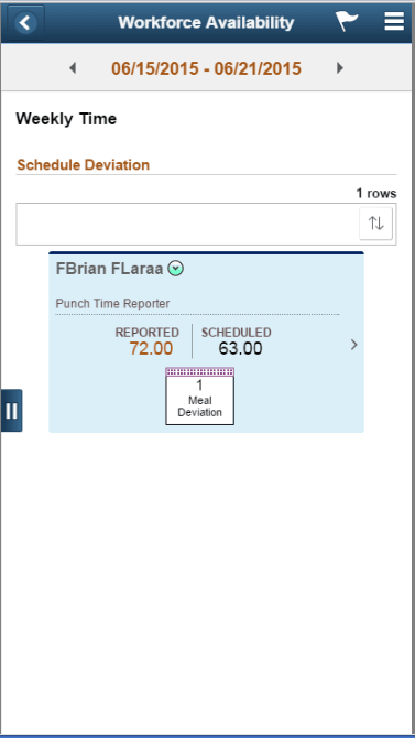 (Smartphone) Schedule Deviation weekly page