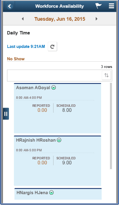 (Smartphone) No Show daily page