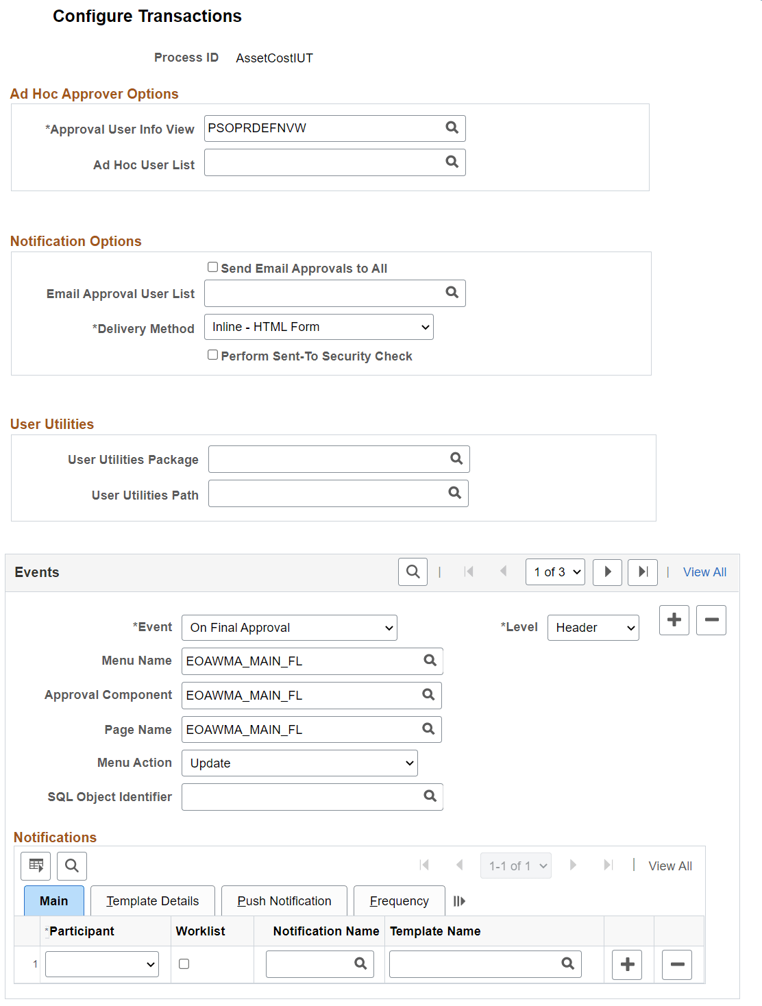 Configure Transactions page (1 of 2)