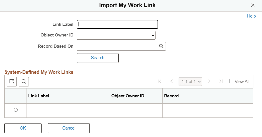 Import My Work Link page
