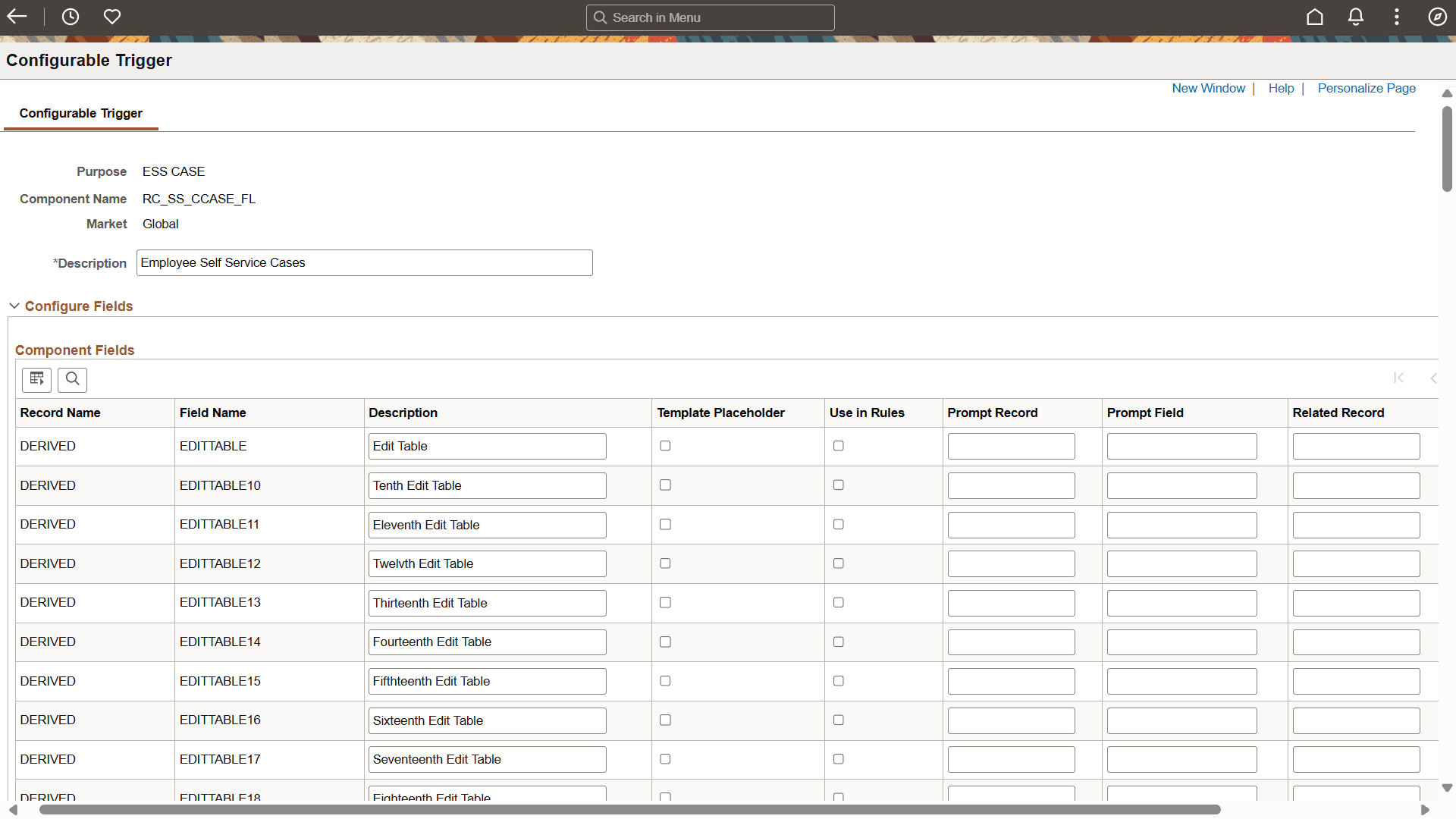 Configurable Trigger page (1 of 2)