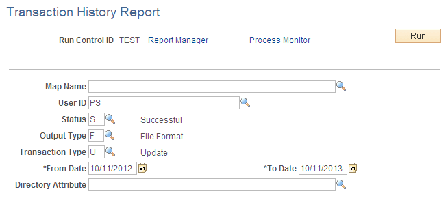 Transaction History Report page