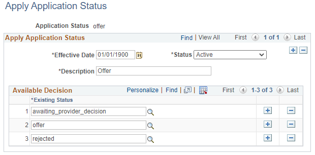 Apply Application Status page