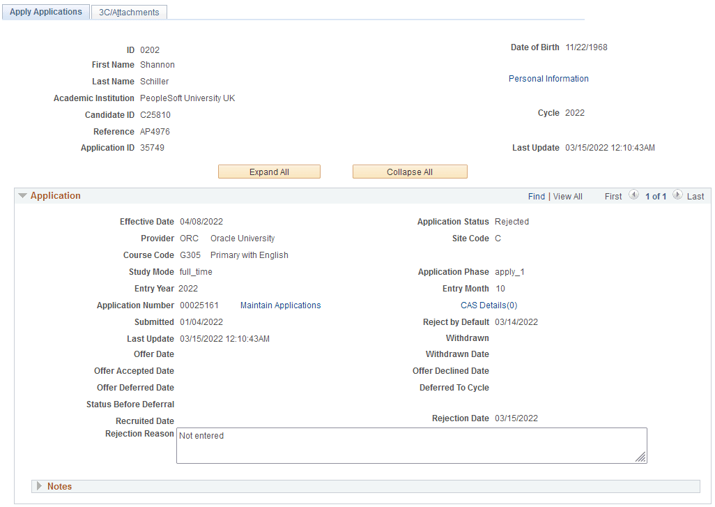 Apply Application page (1 of 5)