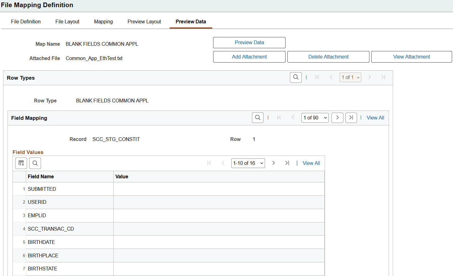 Example of previewing data