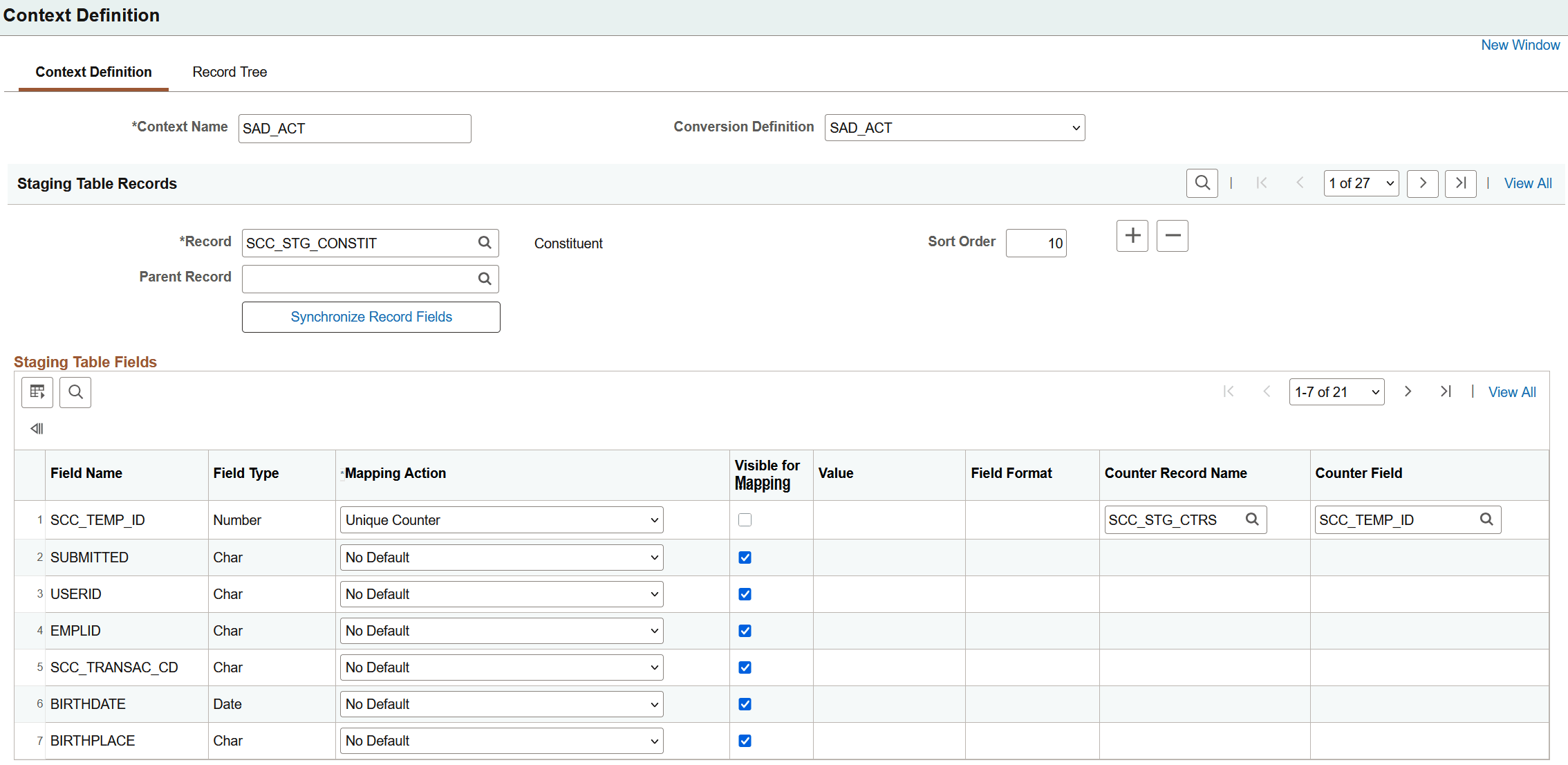 Example of a context definition