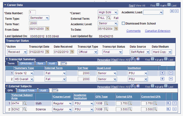 Education History page (2 of 3)