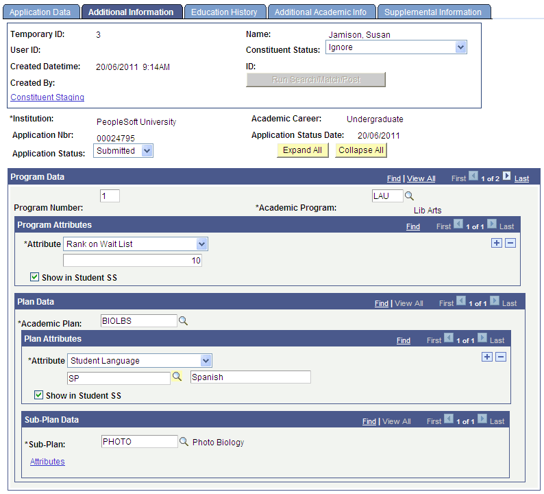 Additional Information page