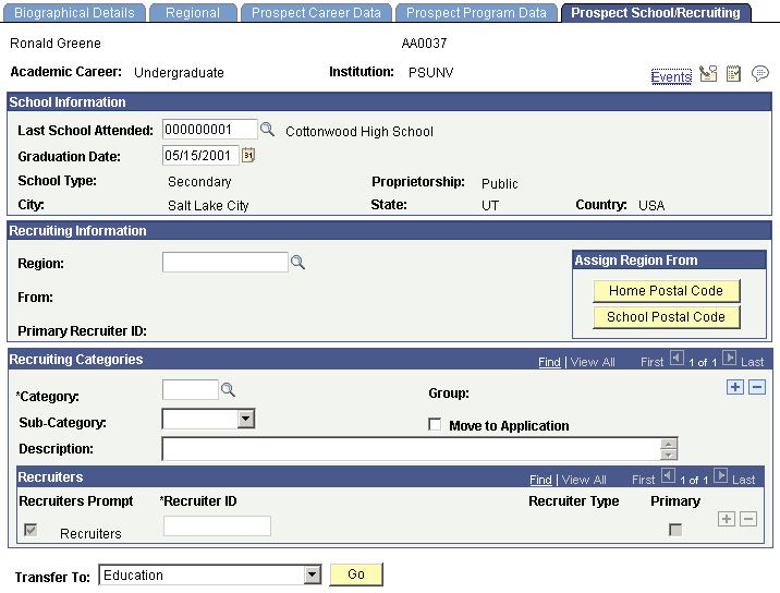 Prospect School/Recruiting page