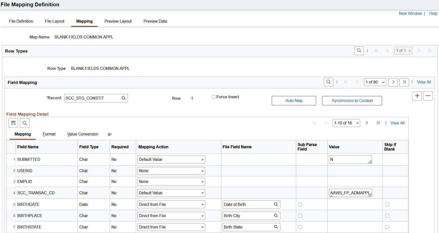 Example of a mapping