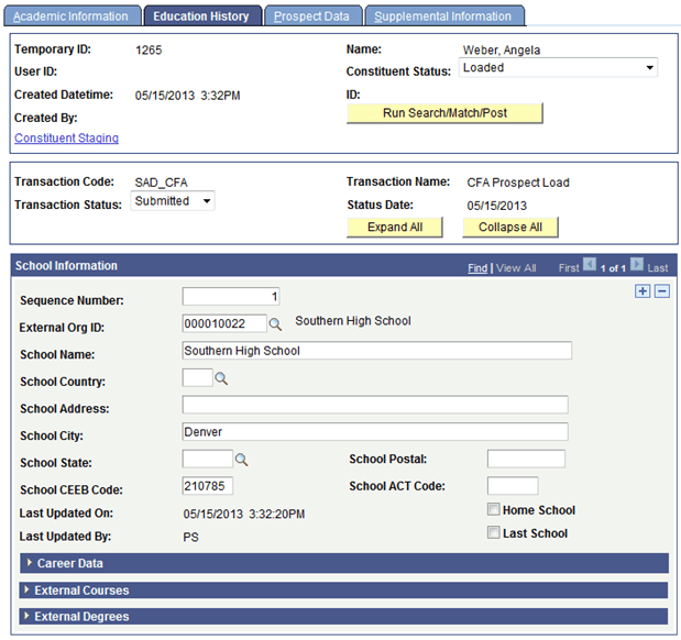 Education History page