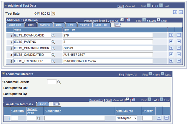 Academic Information page (2 of 2)