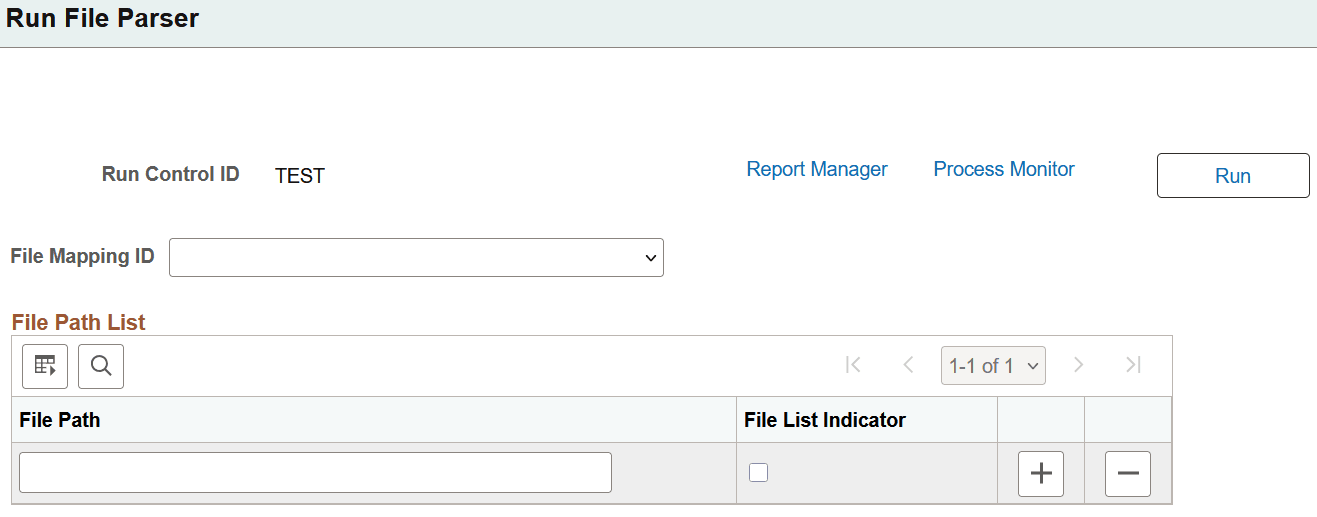 Example of a Run File Parser page