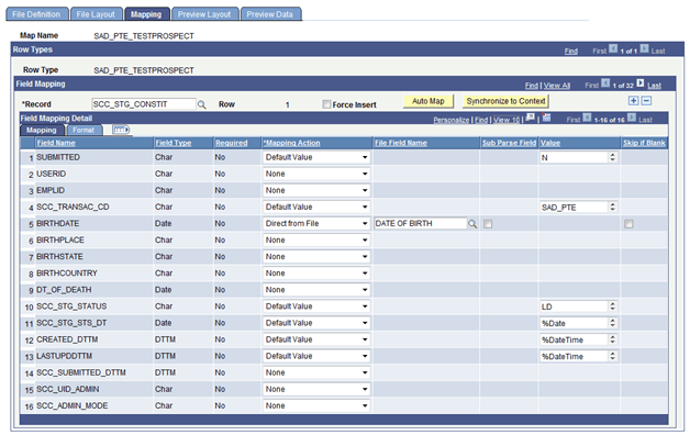 Example of a file mapping