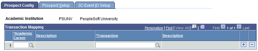Prospect Config (configuration) page