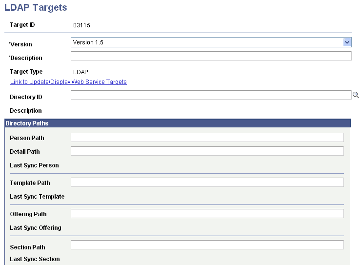 LDAP Targets page (1 of 2)