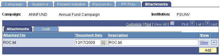 Attachments page for initiatives
