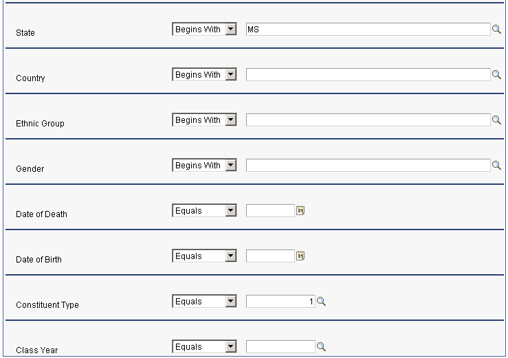 Search Criteria page (2 of 2)