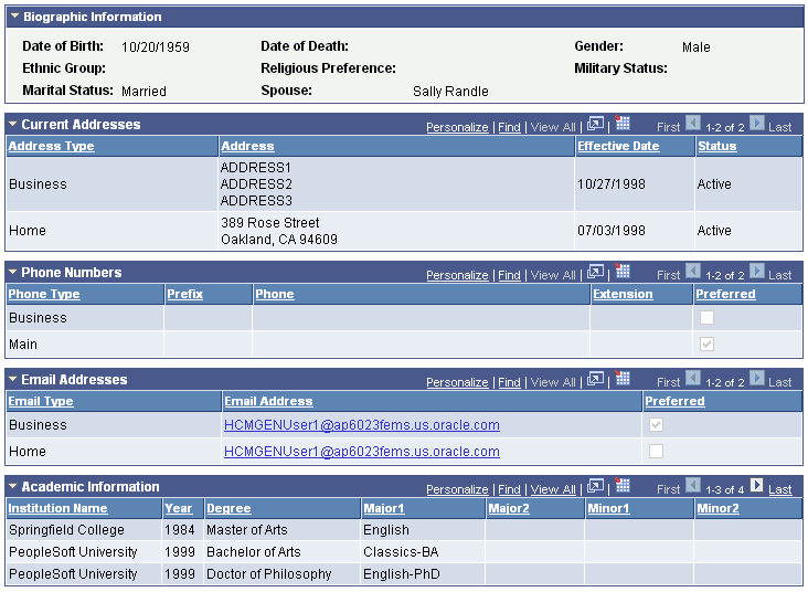 Person Profile page (2 of 4)