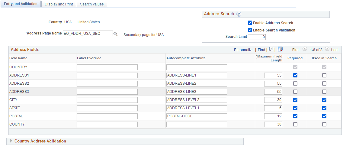 Entry and Validation - Example 2 page