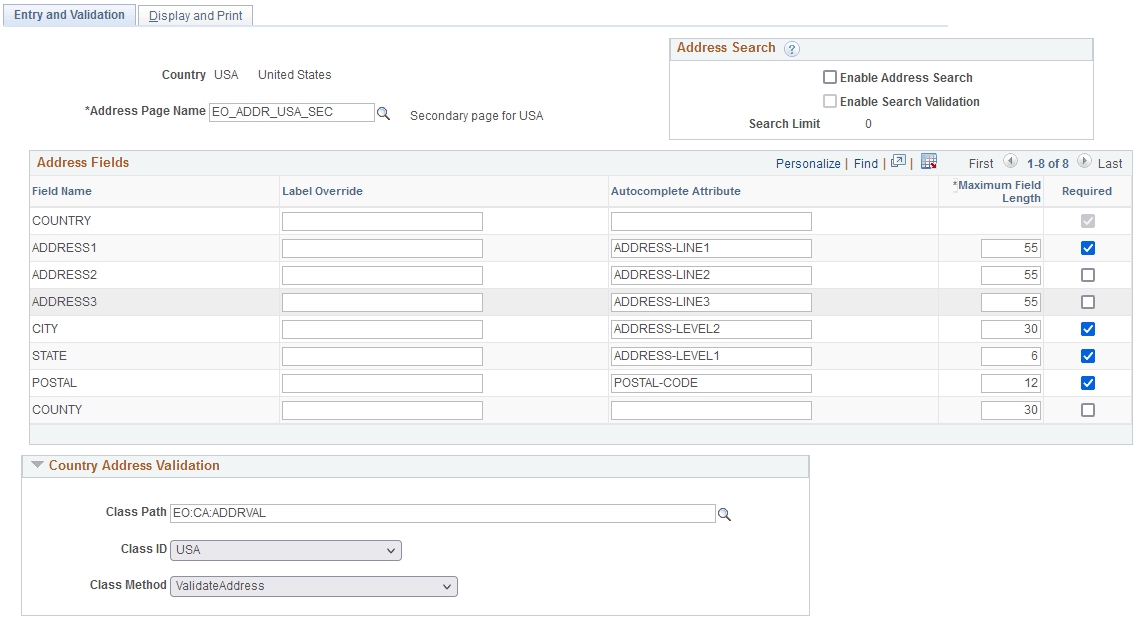 Entry and Validation - Example 1 page