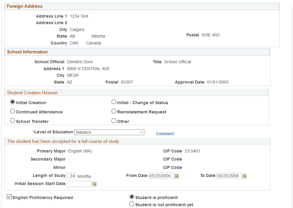 I-20 (Certificate of Eligibility for Non-immigrant Student Status) Form page (2 of 3)