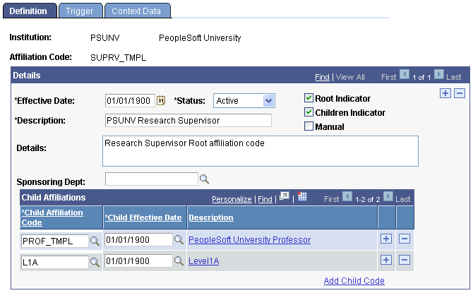 Three-or-more level hierarchy example (1 of 3)