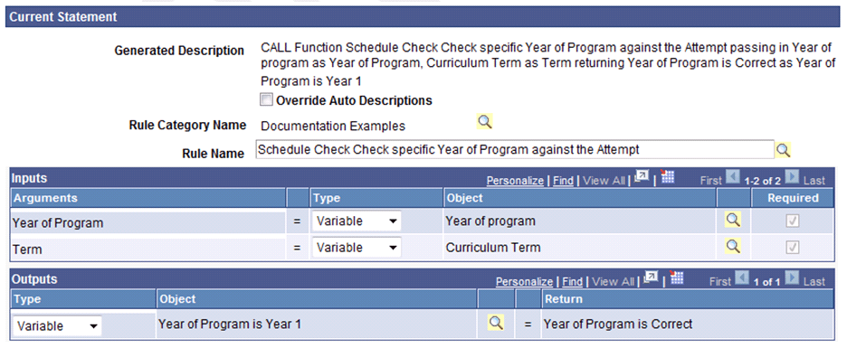 Example of Call Statement for Contextual Reference