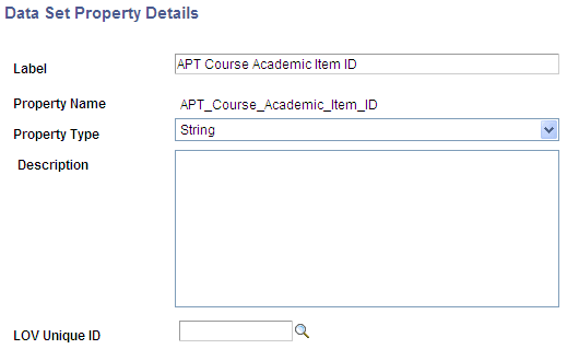 Data Set Property Details page