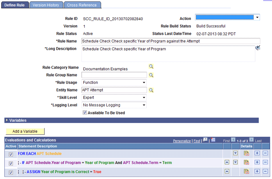 Example of Program Course Function for Contextual Reference