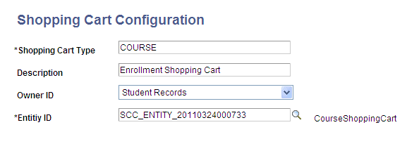 Shopping Cart Configuration page