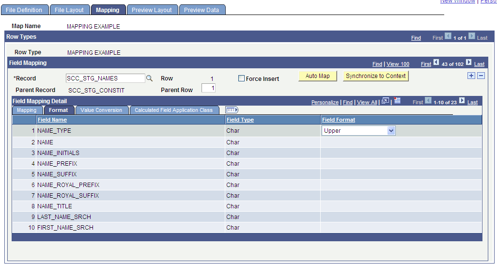 Mapping page - Format tab
