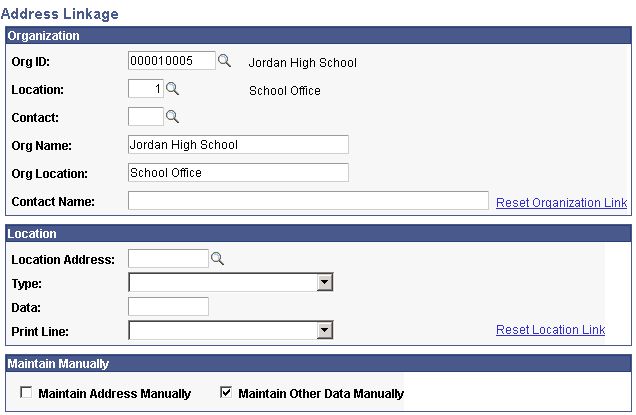 Address Linkage page