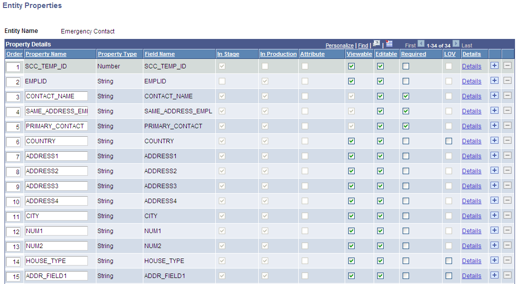 Entity Properties page (1 of 2)