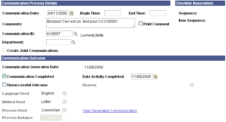 Person Communication page (2 of 2)