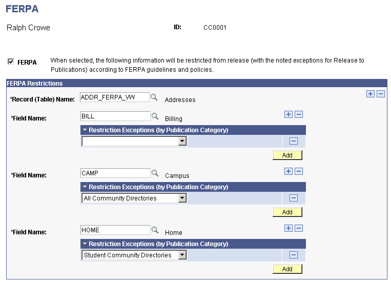 FERPA (Family Educational Rights and Privacy Act) page