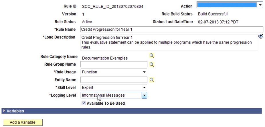 Example of Academic Progression Function (1 of 2)