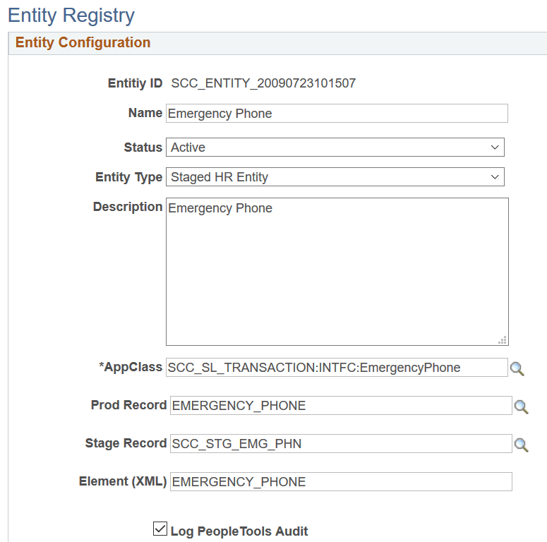 Entity Registry page (1 of 2)