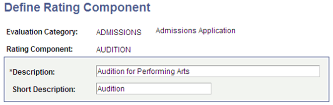 Define Rating Component page