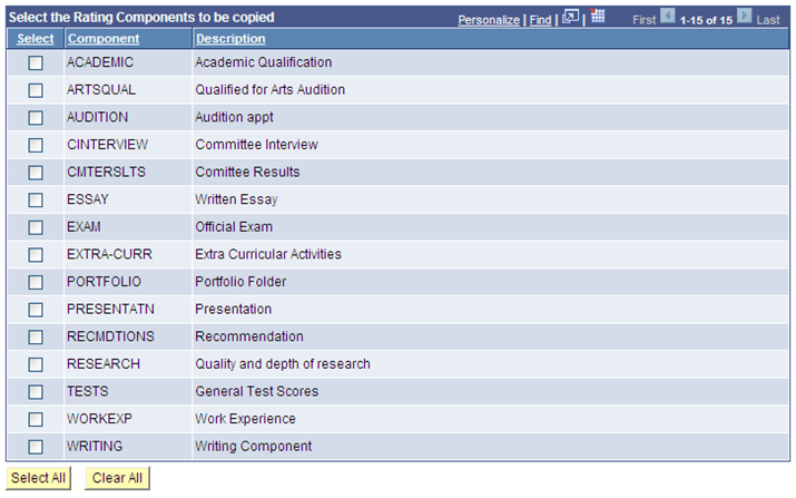 Copy Evaluation Setup page (3 of 4)