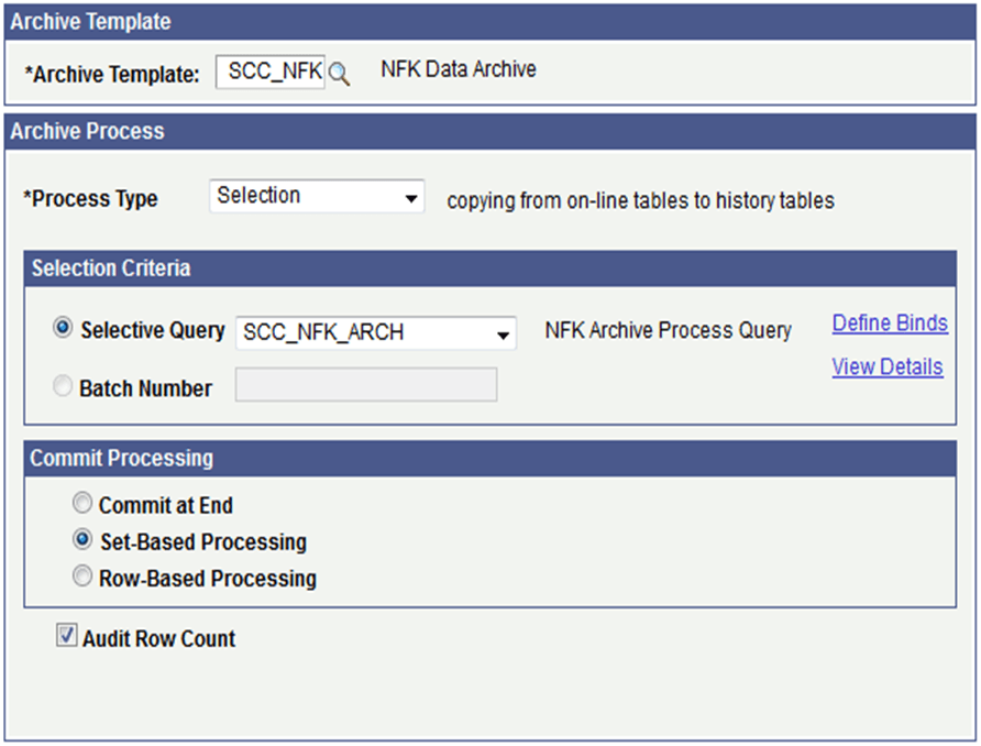Archive Data To History page for NFK (Notifications Framework) Objects