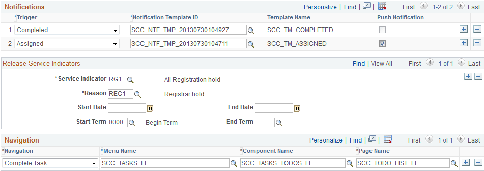 Task Configuration page (2 of 2)
